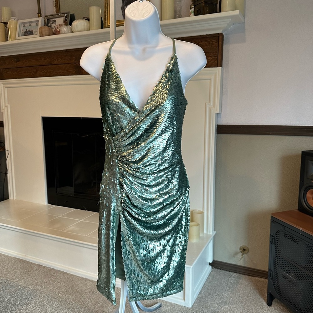 Akira Mint Green Sequin Cocktail Dress sz S